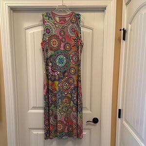 Johnny Was Sleeveless Midi Dress in Pink, Green, Purple, Yellow